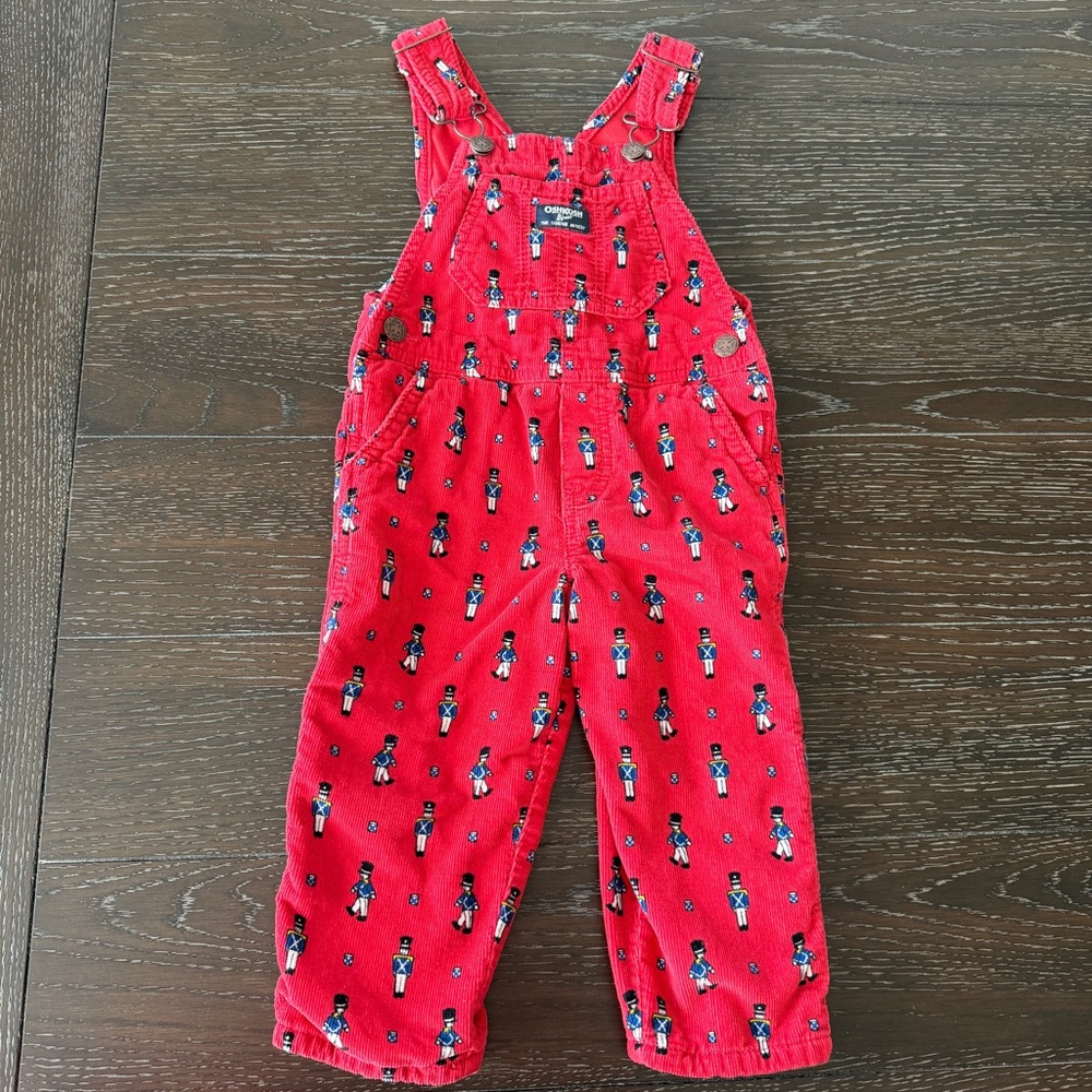 Oshkosh Corduroy Overalls 2T Red Christmas Nutcrackers Toy‎ Soldiers